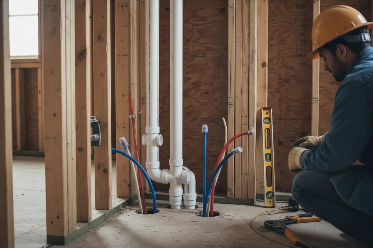 Drain and supply rough-in during Garbage Disposal Repair in Palmyra