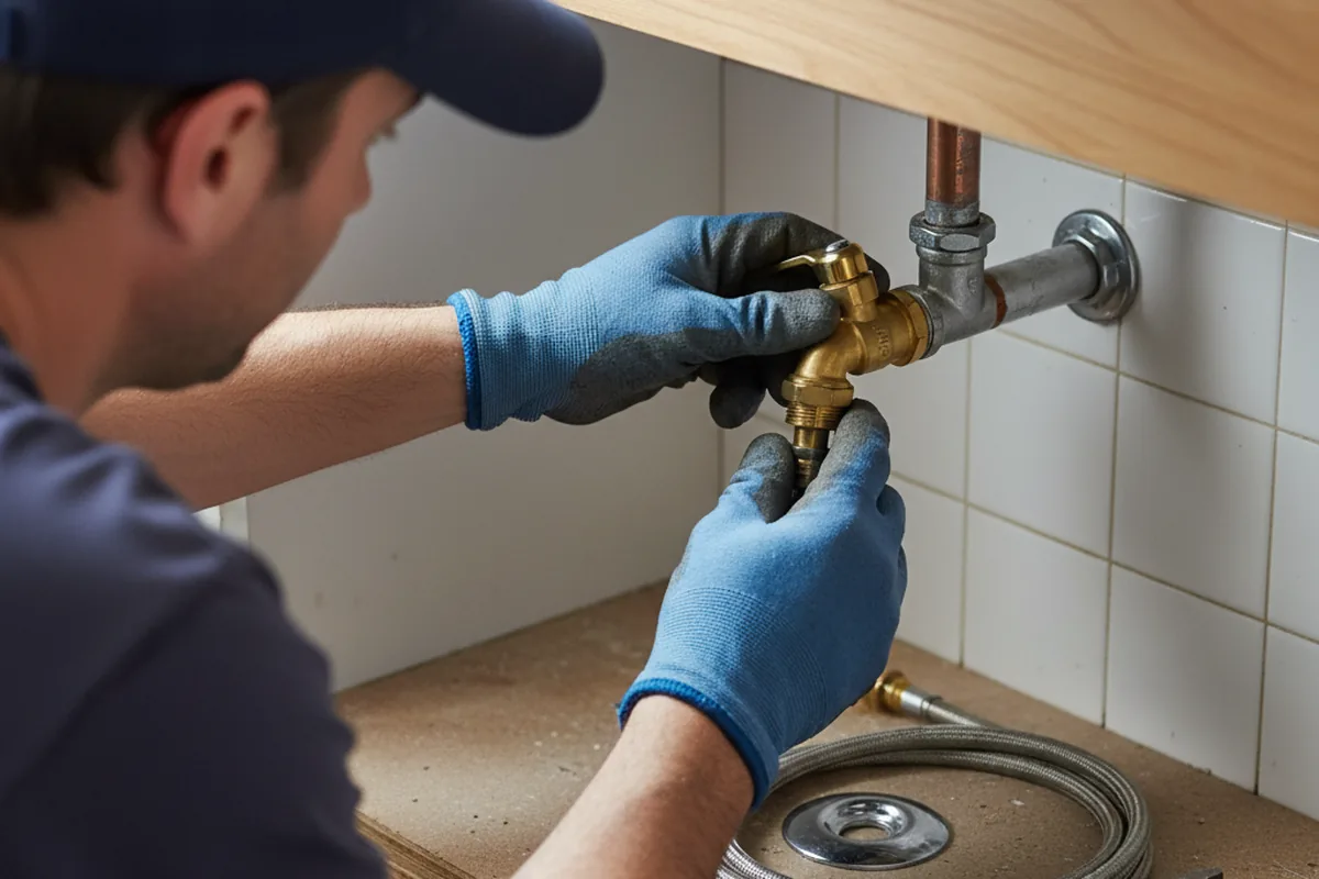 Shutoff valve and fitting work during Burst Pipe Repair in Palmyra